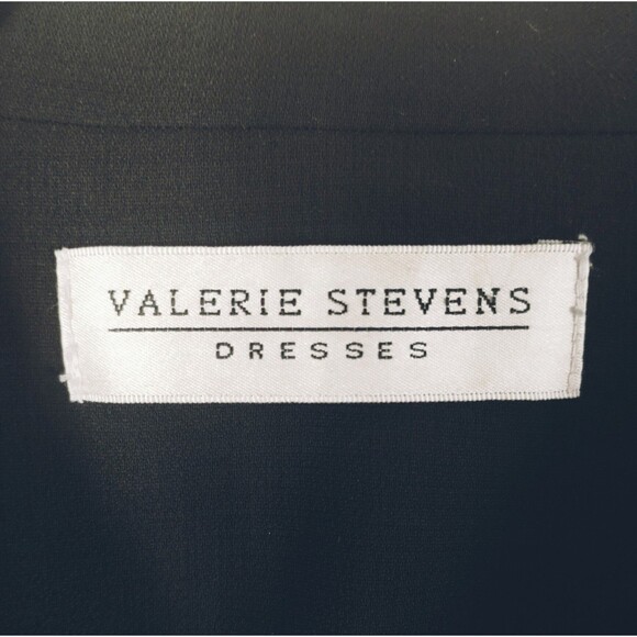 Valerie Stevens Coat Dress Women's 14 Long Sleeve Button Up Poly Lycra Black VTG - Picture 9 of 12
